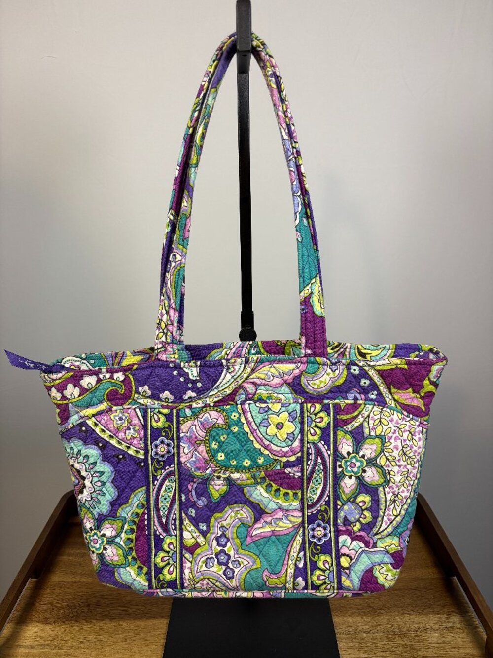 Vera Bradley Purple Teal Heather Paisley Quilted Tote